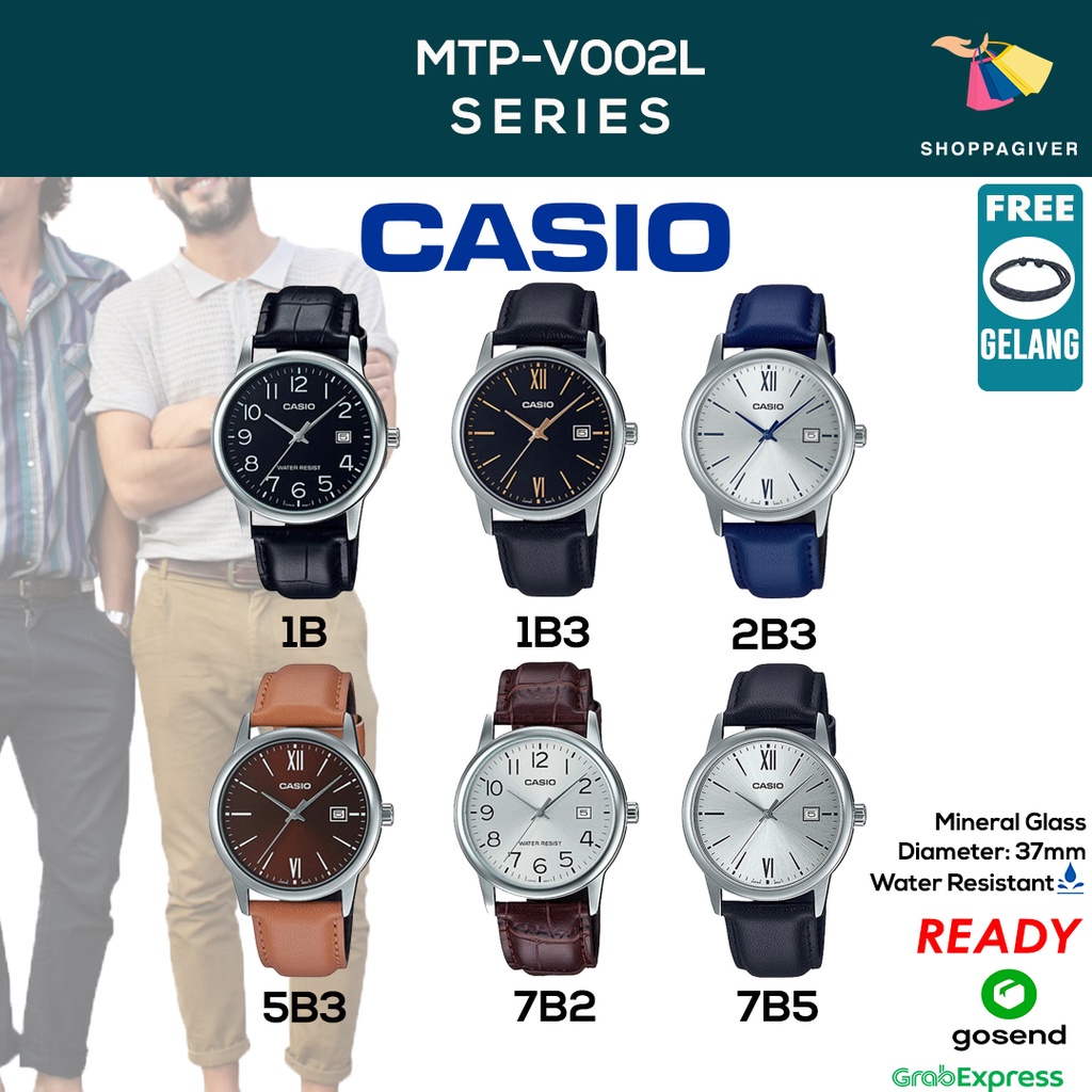 CASIO ORIGINAL MTP-V002L SERIES JAM TANGAN PRIA TALI KULIT FREE GELANG BERGARANSI
