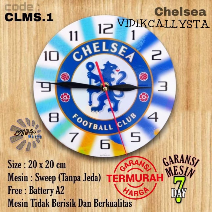 Jam Dinding CHELSEA SWEPP Team Club Klub Sepak bola CHELSEA MESIN HALUS