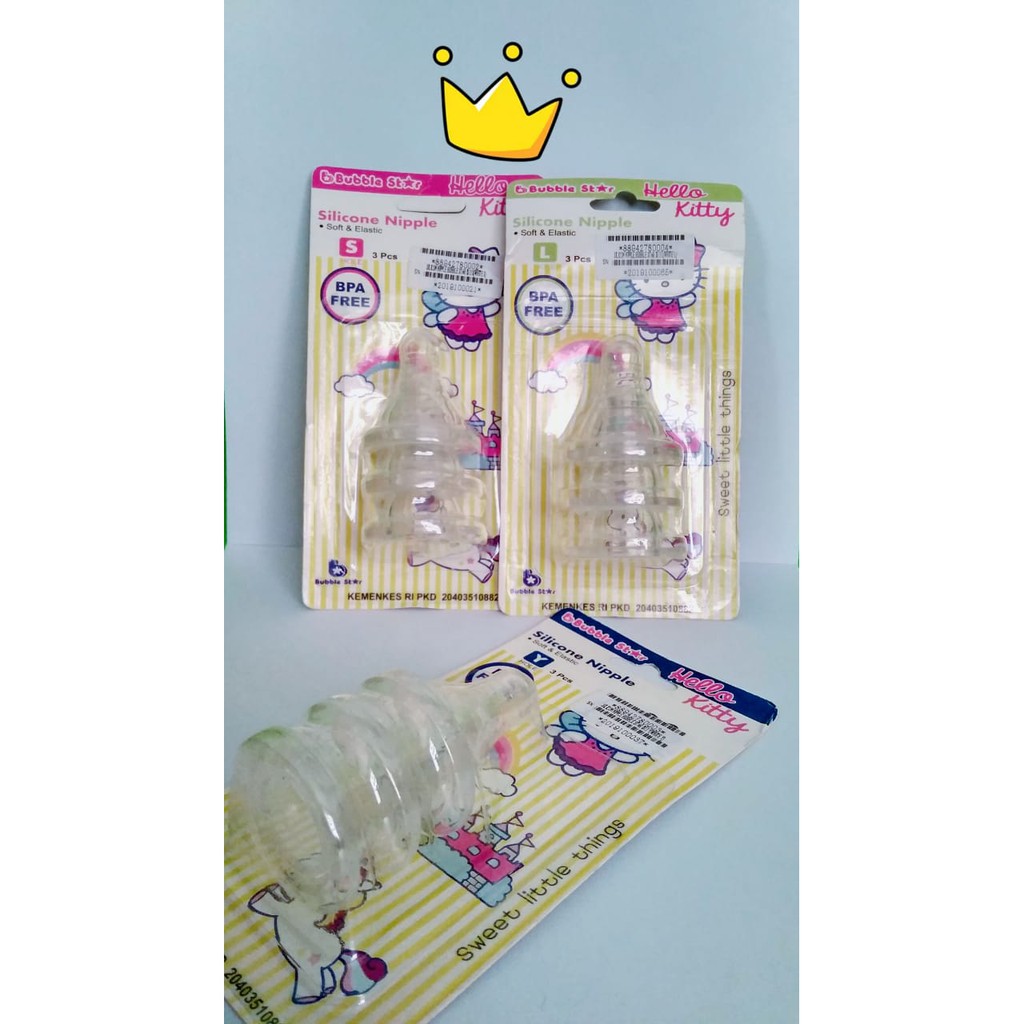 SILICONE NIPPLE HELLO KITTY ISI 3 PCS
