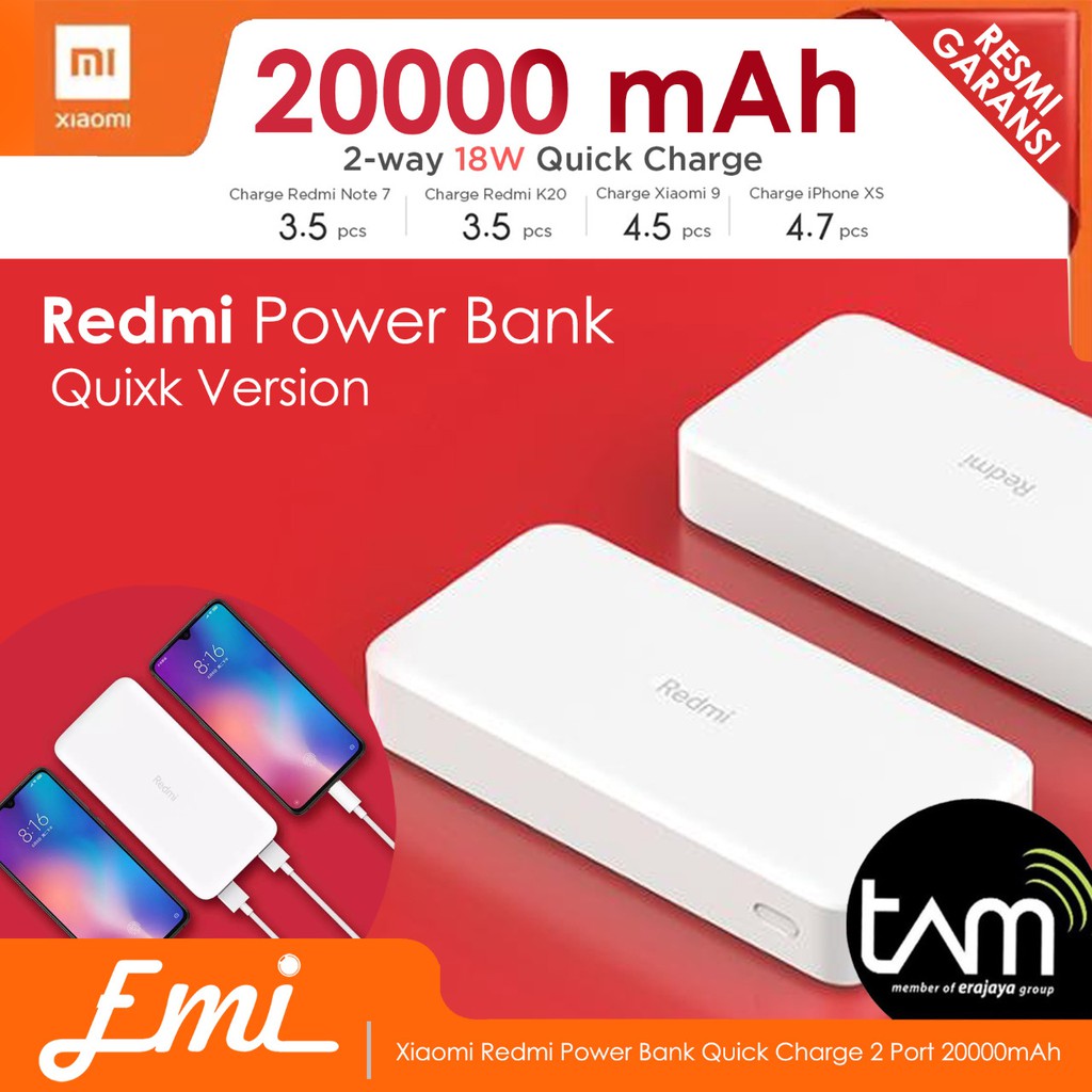 Xiaomi Mi Power Bank 3 20000mAh 18W Two-way QUICK CHARGING