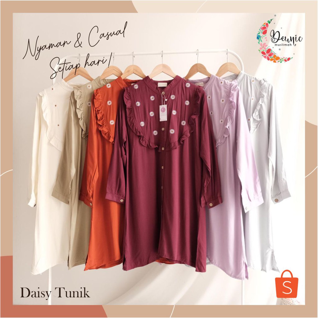 Tunik Atasan Daisy  Bordir Katun Rayon / Fashion Wanita Premium Termurah- By deunicmuslimah.official