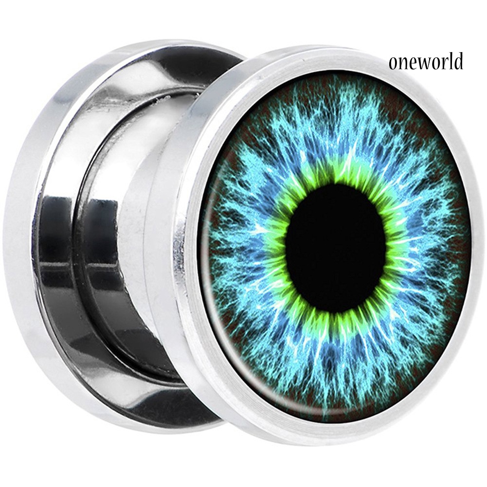 OW# 1Pc Unisex Enamel Eyeball Ear Plug Tunnel Expander Stretcher Piercing Jewelry