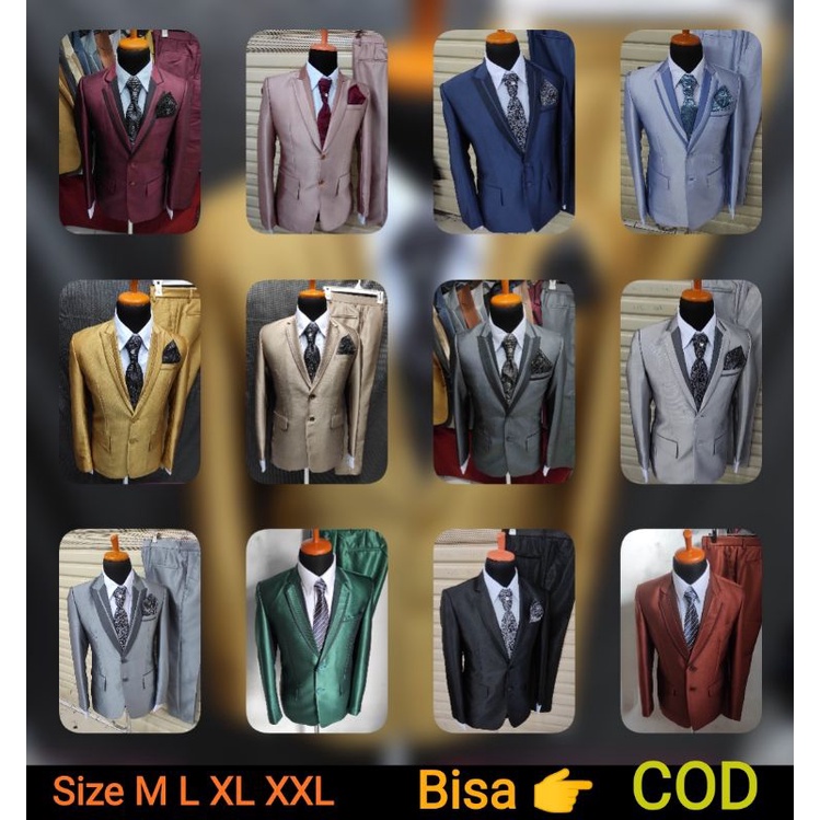 1 stel Jas pengantin semi WOOL kilap Jasa Pria Stelan Jas nikah Blazer Jas manten jas murah jas wedding Jas akad nikah murah jas slim fit jas cod Jas maroon jas rose gold jas nevy jas baby blue jas gold jas moca jas Abu tua jas silver hijau jas