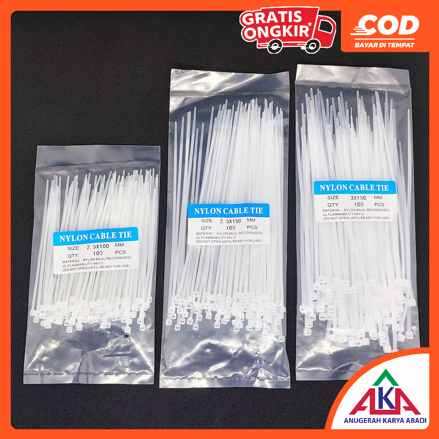 

Kabel Ties NYLON CABLE TIE isi 100 pcs 10cm - 15cm