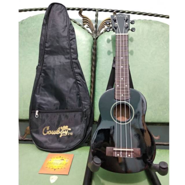 Ukulele Soprano Merk Lanai Hitam Gloss Murah Bonus Tas Senar Pick