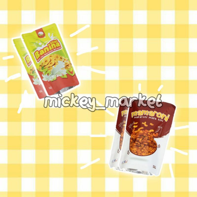 

Kripik pisang Banina Chips+ Makaroni Mamaroni / Kerupuk Cemilan kekinian PROMO Beli 4 gratis 1