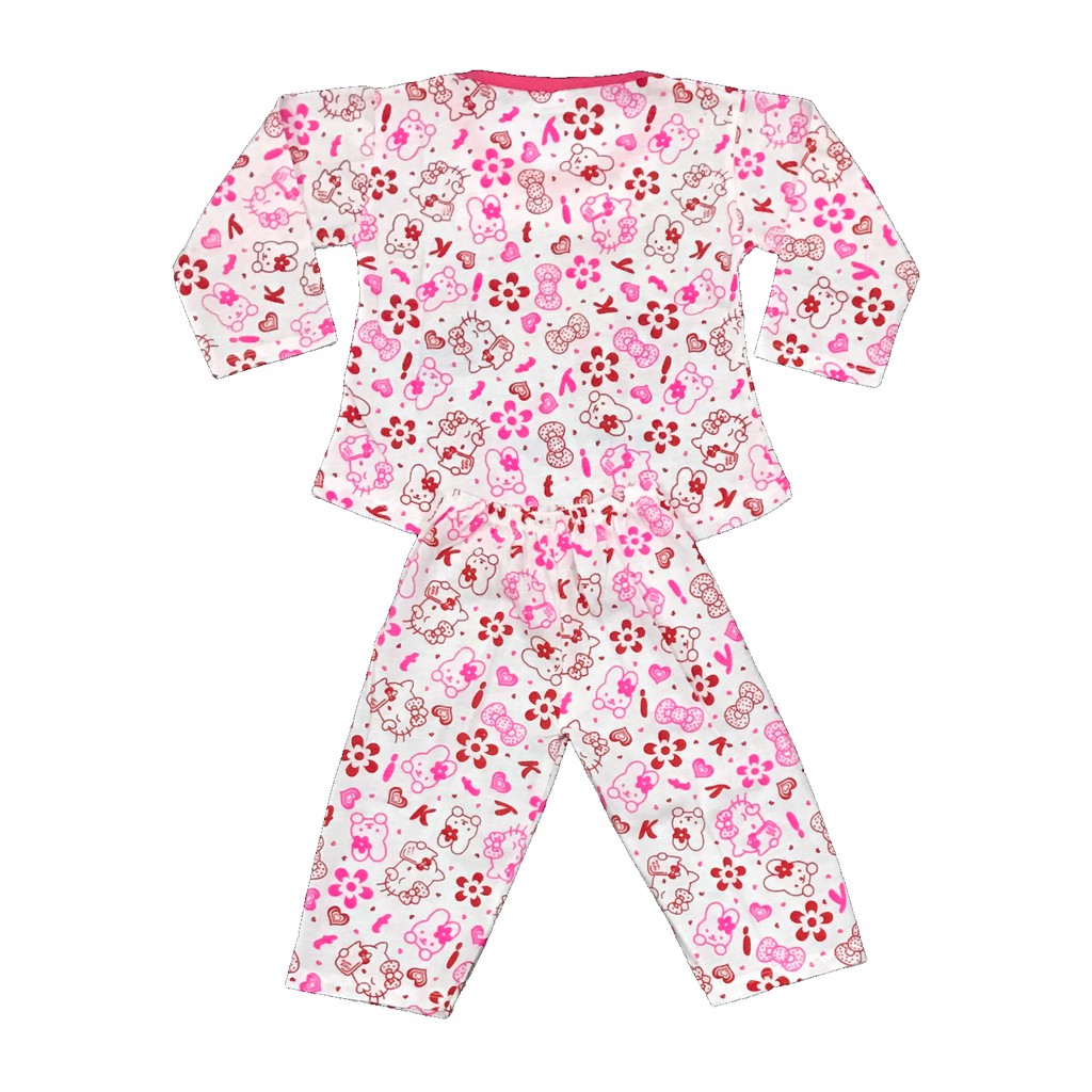 BAYIe - Setelan Baju Bayi/Anak Perempuan Panjang+Celana Panjang Motif HELLO KITTY umur 0-4 thn HOOKA