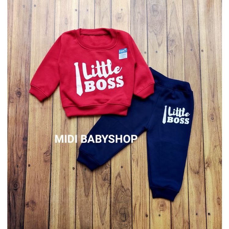 Setelan Jaket Bayi 1 - 2 Tahun / Setelan Sweater Bayi Motif Little Bos Halus dan Hangat