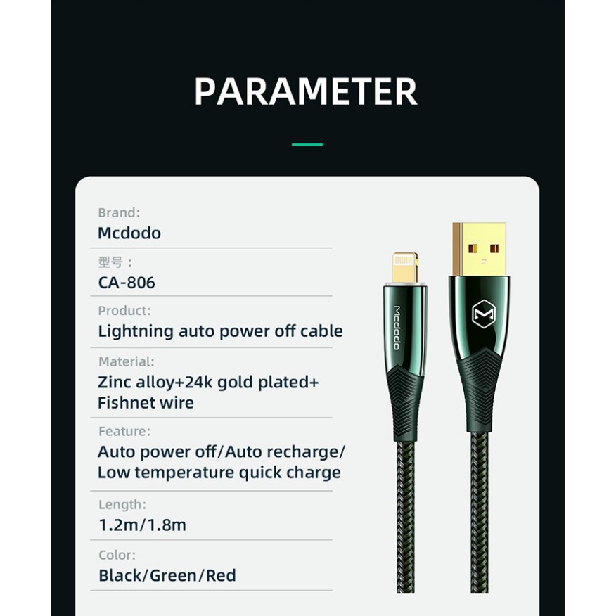 Mcdodo Iphone Lightning Data Cable CA-806 Original Kabel Data Ios