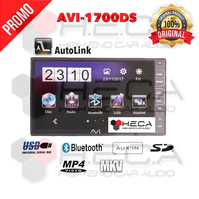 Head Unit AVI AVI-1700DS Mirrorlink AutoLink Double Din Tape Mobil 1700 DS AVI 1700DS