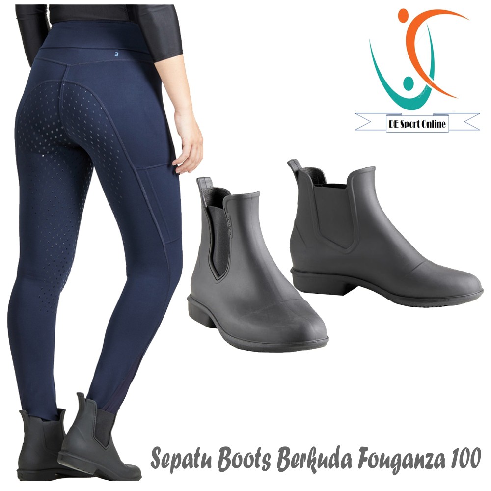 SEPATU BOOTS BERKUDA PENDEK DEWASA ORIGINAL FOUGANZA 100 JODHPUR PRODUK IMPORT HITAM