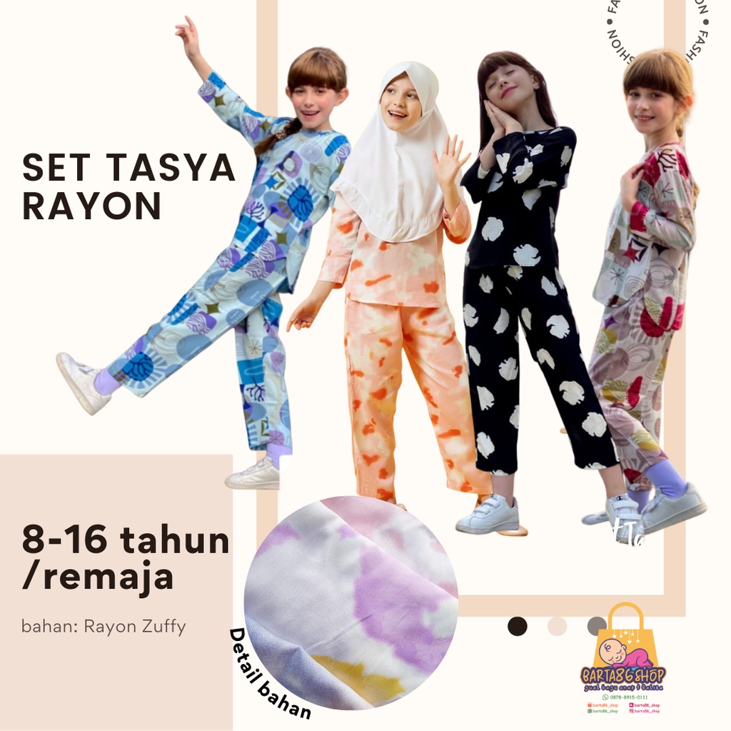 Set Piyama Baju Tidur Rayon Anak Perempuan Tanggung 8-20 Tahun