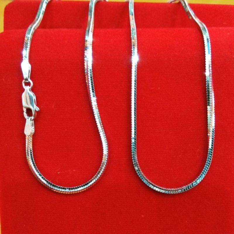 JNjewerly / ( PERAK 925 ASLI ) KALUNG PERAK FLEXI SEPUH EMAS PUTIH PANJANG 45CM KALUNG PRIA/WANITA