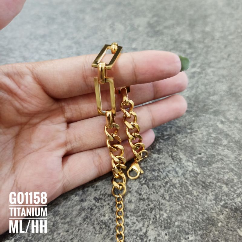 Gelang Titanium Rantai 3 Gold G07036