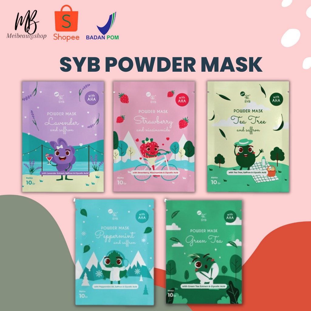 SYB Powder Mask 10g Sachet | Powder Mask | Masker Wajah | Masker Bubuk | Face Mask (✔BPOM) 10gram