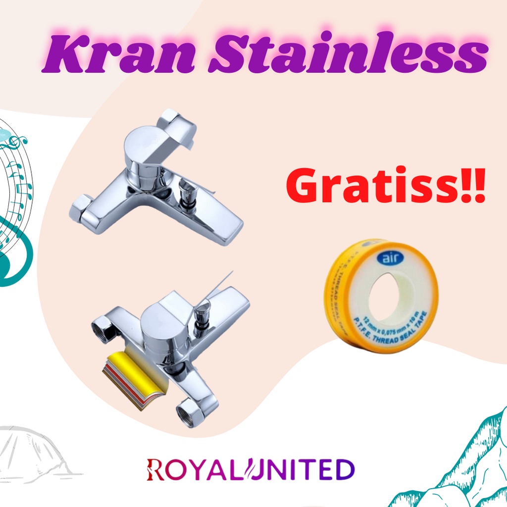 KRAN MANDI MIXER PANAS DINGIN 2 CABANG SHOWER BATHUB STAINLESS STEEL