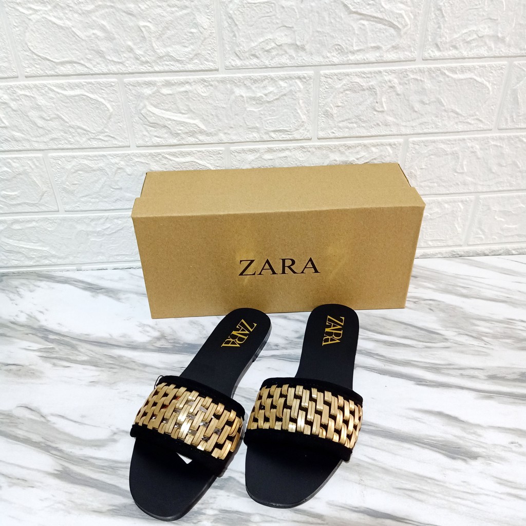 Sandal Wanita ZR-103 Golden Plaited Flat