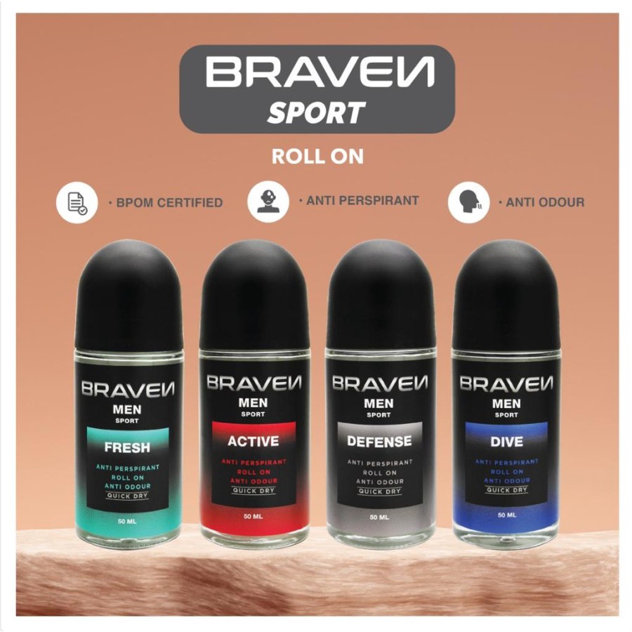 ⭐BAGUS⭐ BRAVEN Men Sport Deodorant Roll On 50ml | Deodoran