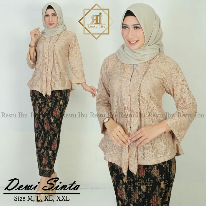 Kebaya Floy brokat Rok Plisket Bahan Katun Batik Silk Original/kebaya floy dewi sinta