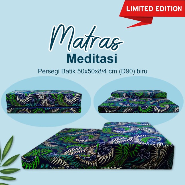 Matras/Bantal/Alas Meditasi (Bantal doa) Batik 50x50x8/4 cm (D90) biru