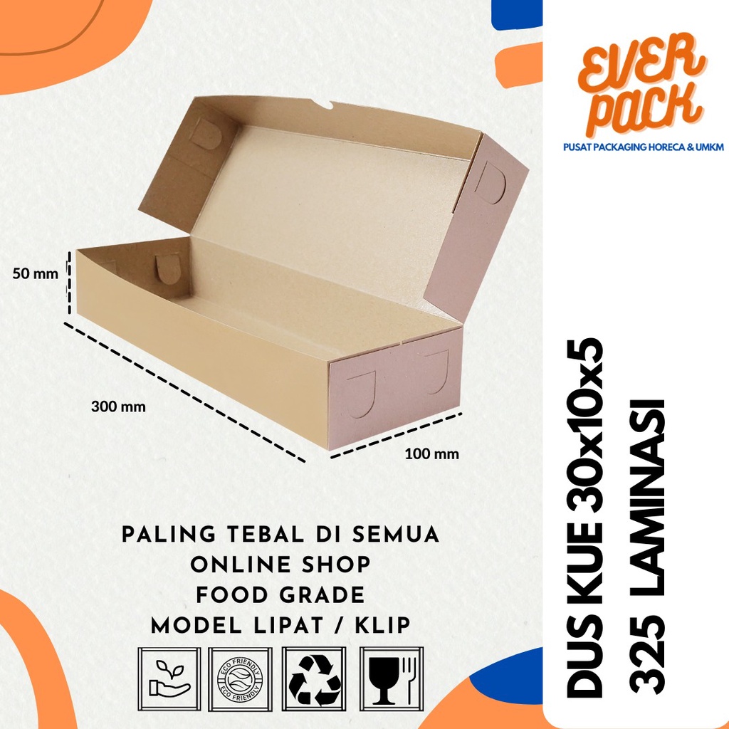 

DUS BOX BROWNIES/KUE/ROTI 30x10x5 KRAFT PAPER - LAMINASI TEBAL 325 GSM