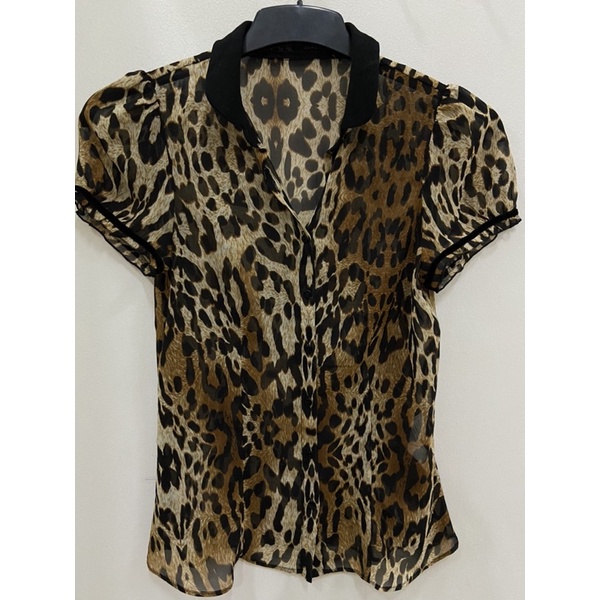 [Zara Basic] Kemeja Shirt Motif Kulit Macan