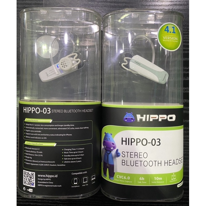Hippo-03 Stereo Bluetooth Headset Hippo H03 headset Bluetooth 100% orginal Hippo