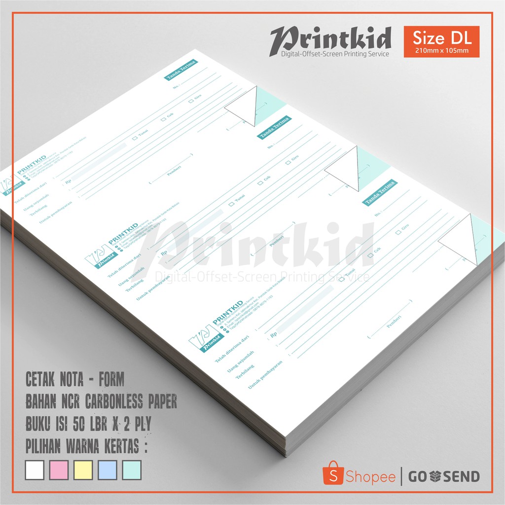 

Cetak Nota/Kwitansi Ukuran 1/3 Folio - 2 PLY