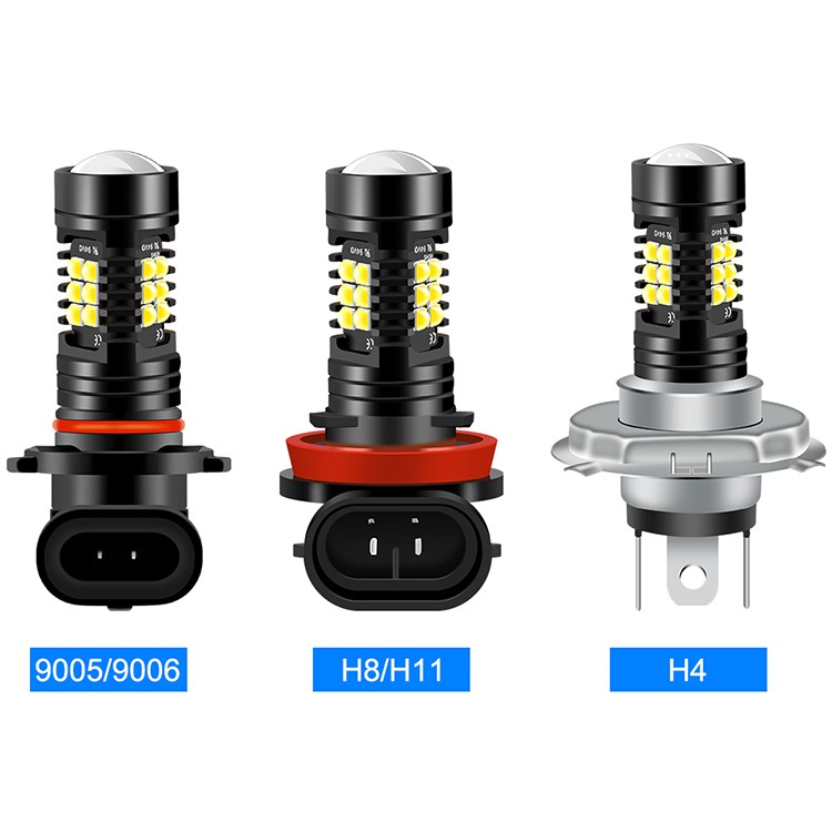 1 PCS Auto DRL H8 H9 H11 LED 9005 9006 H4 21SMD Fog Lamp Double Lens Car DRL Motorcycle Headlight 12V противотуманные фары Xenon White