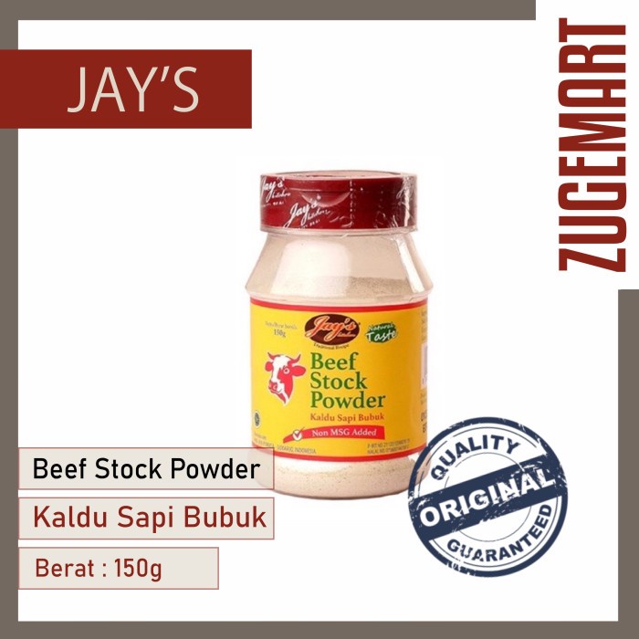 

Jays Beef Stock / Beef Stock Powder / Kaldu Sapi Bubuk - 150Gram