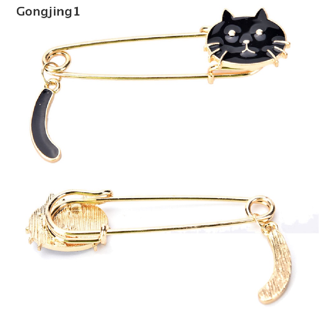 Gongjing1 Bros Pin Desain Kucing Hitam Putih Aksesoris Wanita