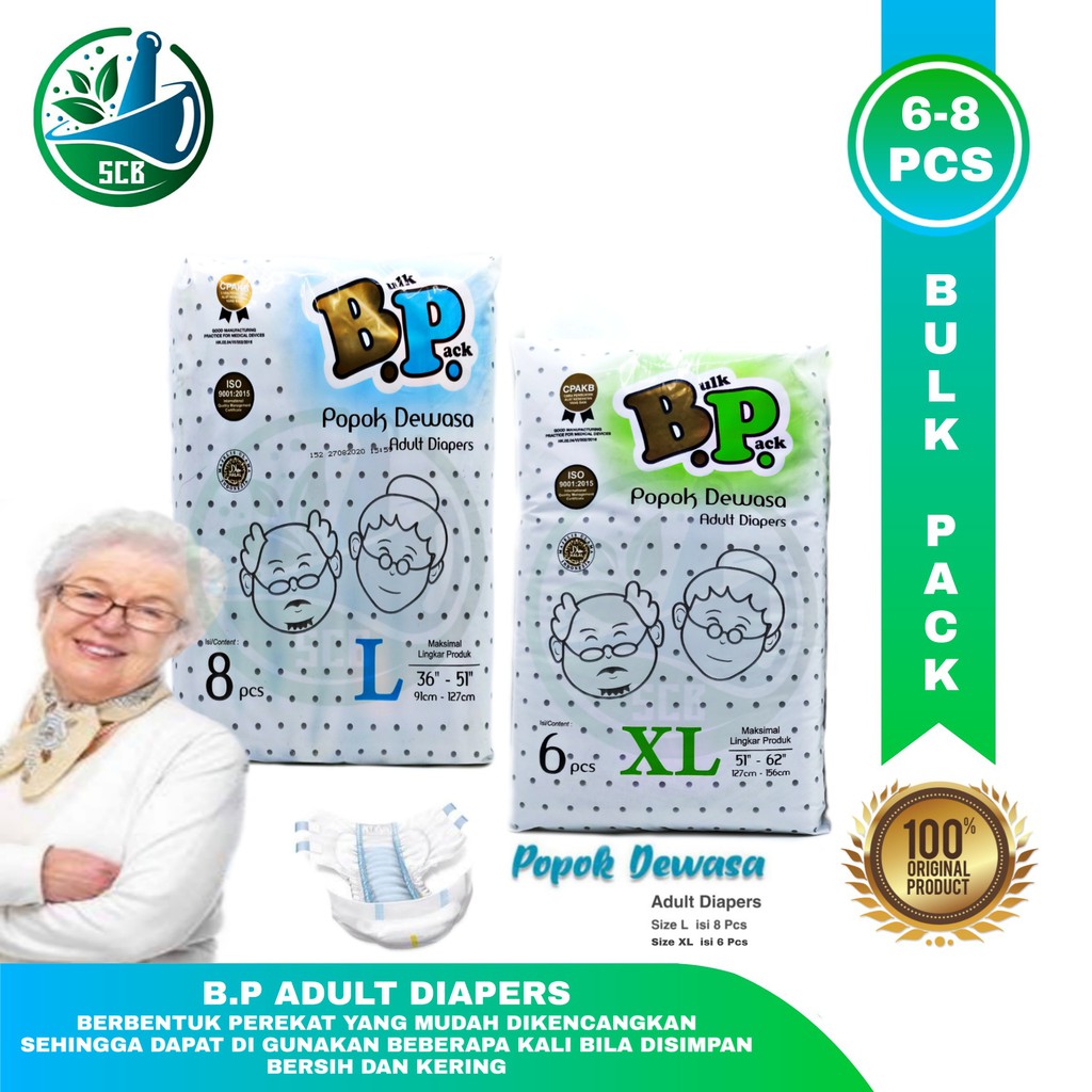 BP Adult Diapers / Popok Dewasa Perekat - L8 XL6