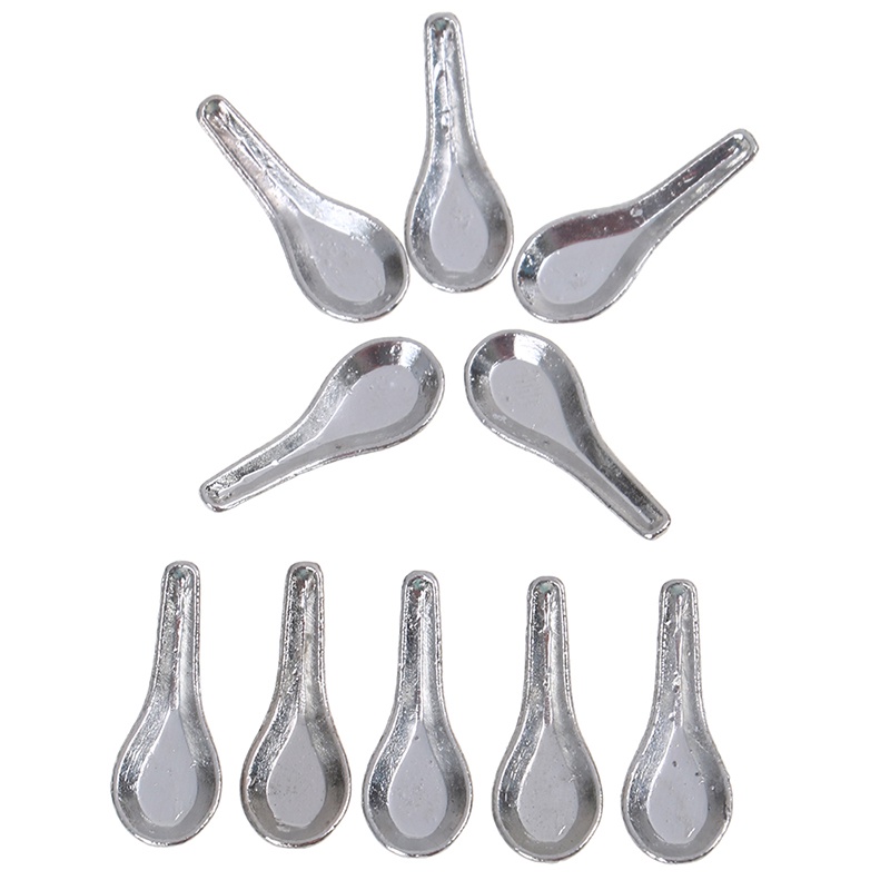 【beautifulhome12.id】10Pcs 1:12 Dollhouse Miniature Soup Spoon Pretend Play Dollhouse Accessories