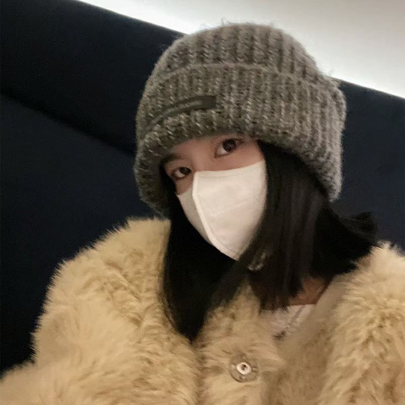 Topi Rajut Bahan Wol Tebal Hangat Warna Solid Gaya Korea Untuk Wanita-2