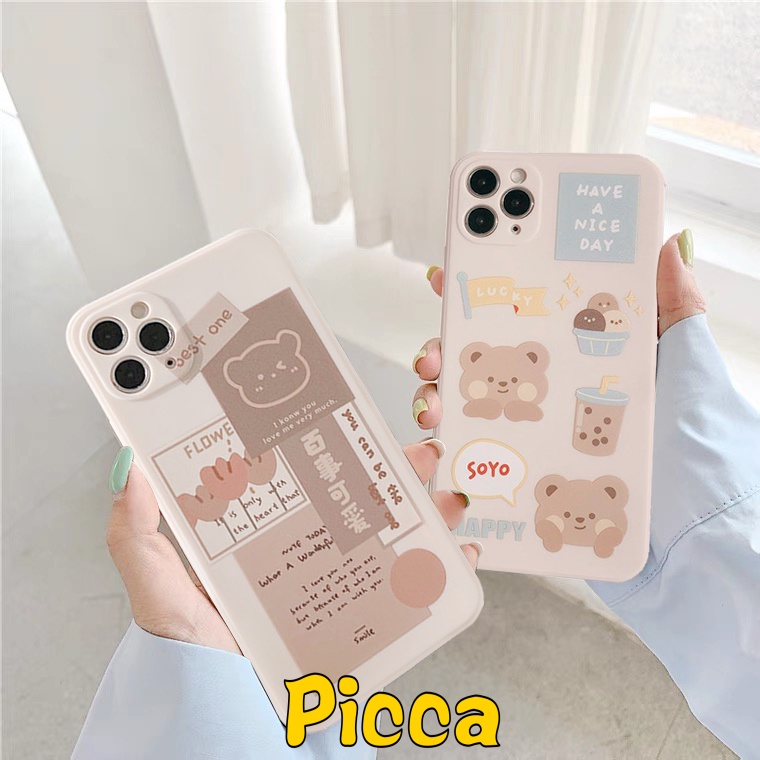 Soft Case Bahan Silikon Tpu Desain Beruang Pepsi Putih Susu Teh Antik Untuk IPhone 7 8 Plus 11 12 13 Pro MAX XR X XS MAX 6 6S Plus SE 2020