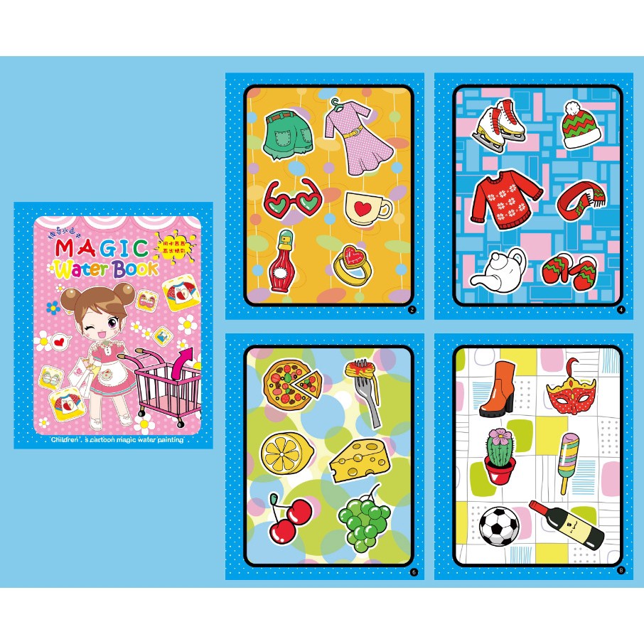 Alat Tulis Magic Water Book Buku Mewarnai Ajaib Magic Pena Water Drawing Colour Book-Magig G1rl