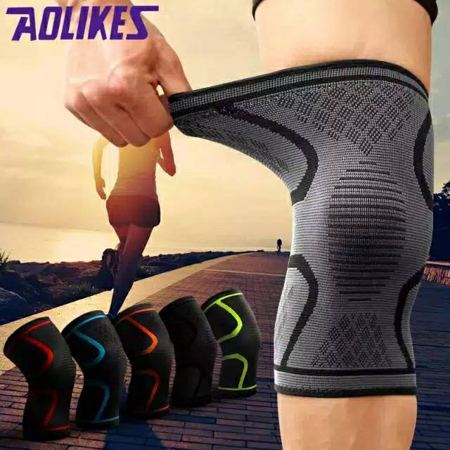 Deker Lutut Knee Support untuk Fitness Lari Gym Pria Wanita Elastis Silikon