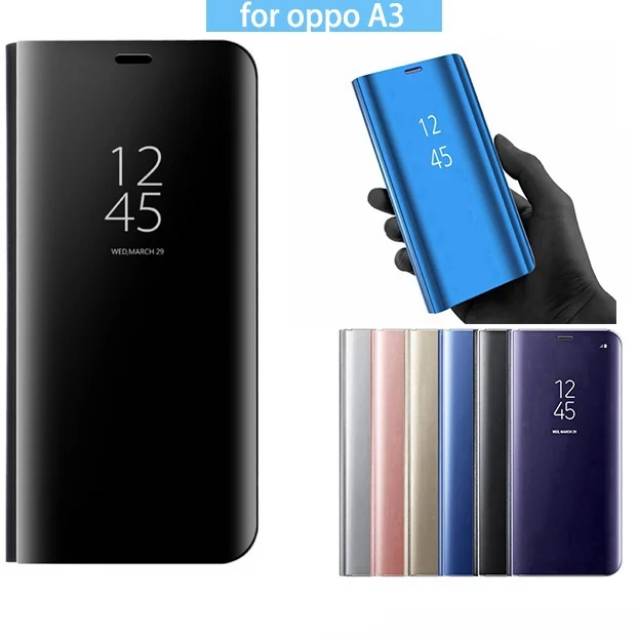 CASE OPPO A3S FLIP CASE MIRROR AUTO LOCK FLIP COVER STANDING OPPO A3 S A5