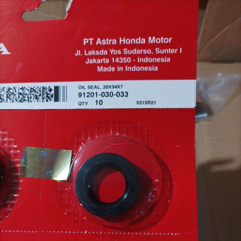 91201-030-033 Oil Seal 20x34x7 Sil Oli As Gear Gir Ger Depan Tiger Megapro GL CS1 Revo AT CBR CB Ver