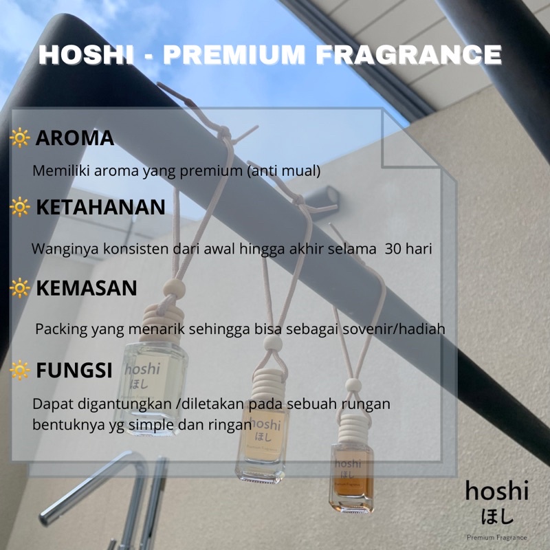 HOSHI - Parfum Car / Ruangan 10ml Aroma BUNGA ROSE/MAWAR Premium pewangi mobil