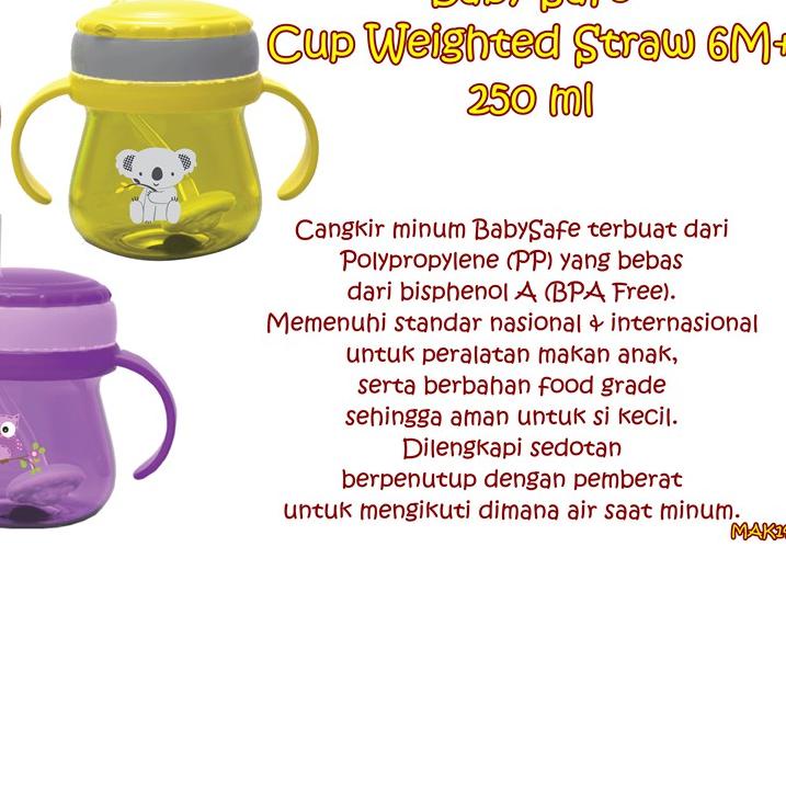 MAK14 Baby Safe botol minum sedotan Cup Weighted Straw 6m+ 250 ml Botol minum sedotan JP019