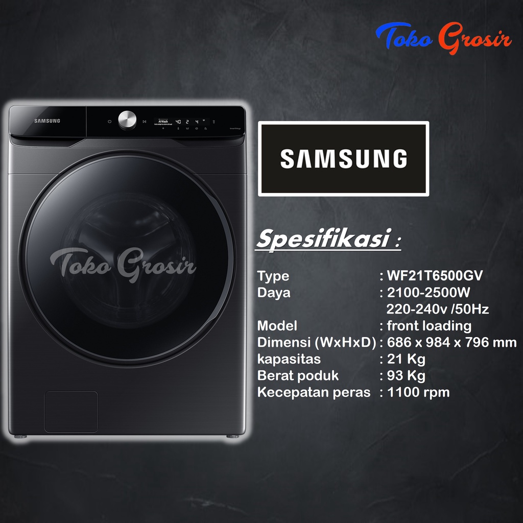 WASHER / MESIN CUCI / MESIN CUCI LAUNDRY SAMSUNG FRONT LOADING KAP 21K