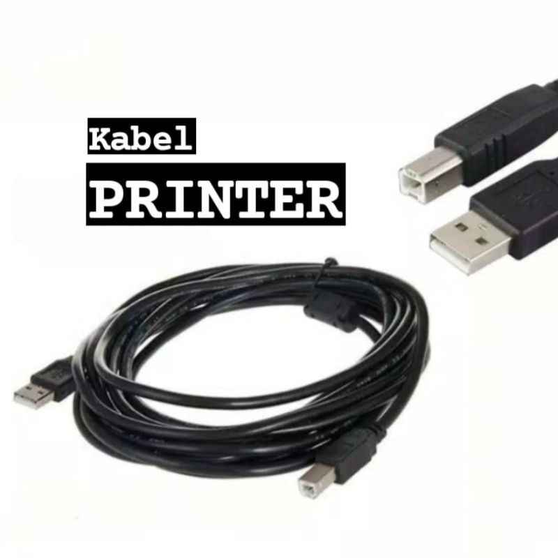 KABEL PRINTER PANJANG DAN PENDEK USB WARNA HITAM