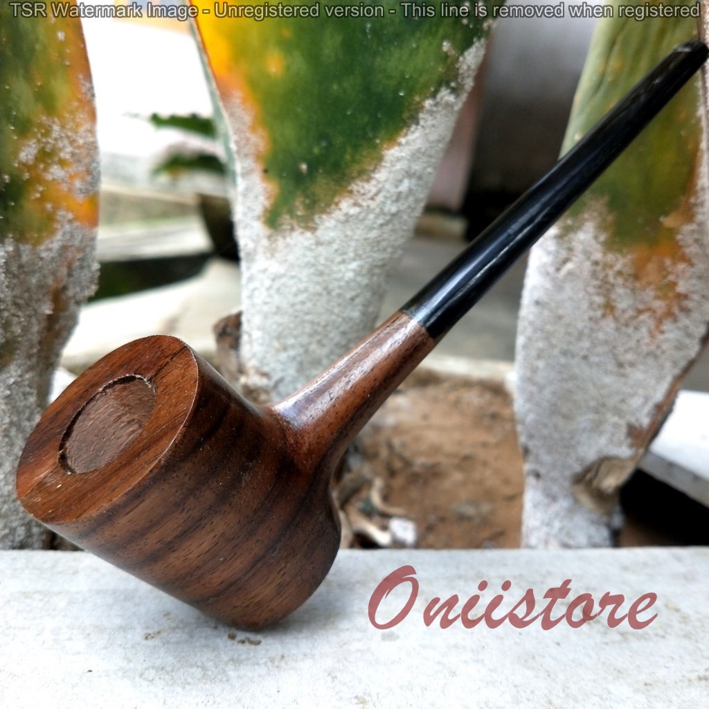 Pipa Cangklong Tembakau kayu sonokeling dan tanduk asli handmade model palu