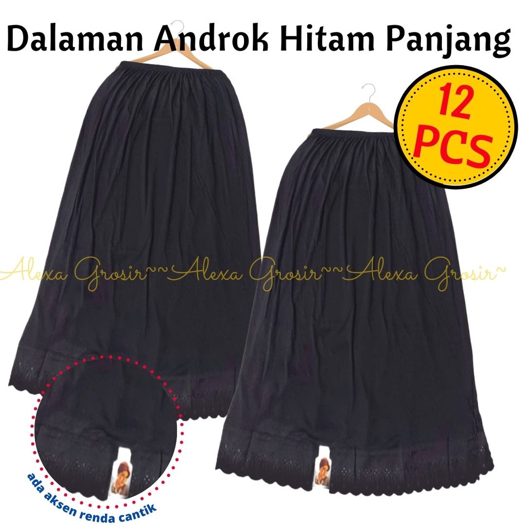 GROSIR 12 PCS Androk Hitam / Daleman Rok Muslim