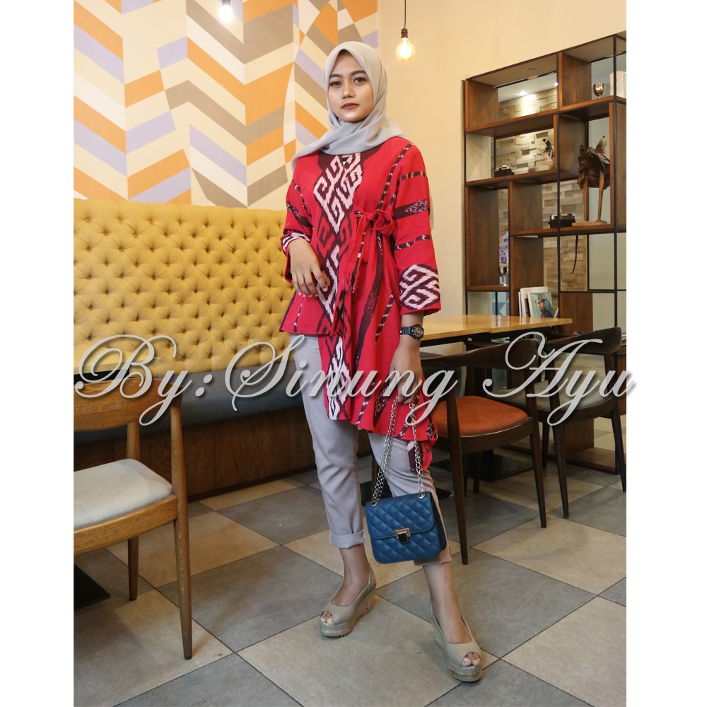 BLOUSE KIMONO TENUN IKAT JEPARA KODE ZARA RED
