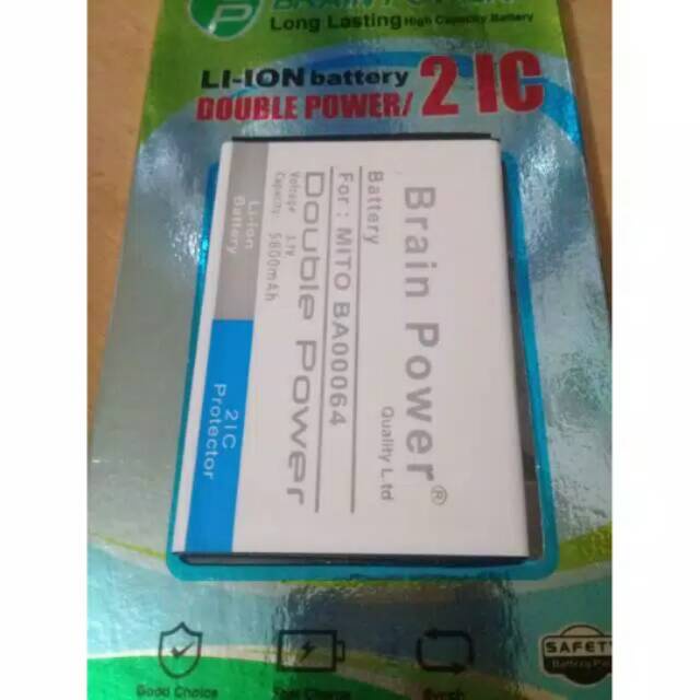 Double Power Battery Batere Batre Baterai Brain Power Mito A75 BA00064 BA-00064