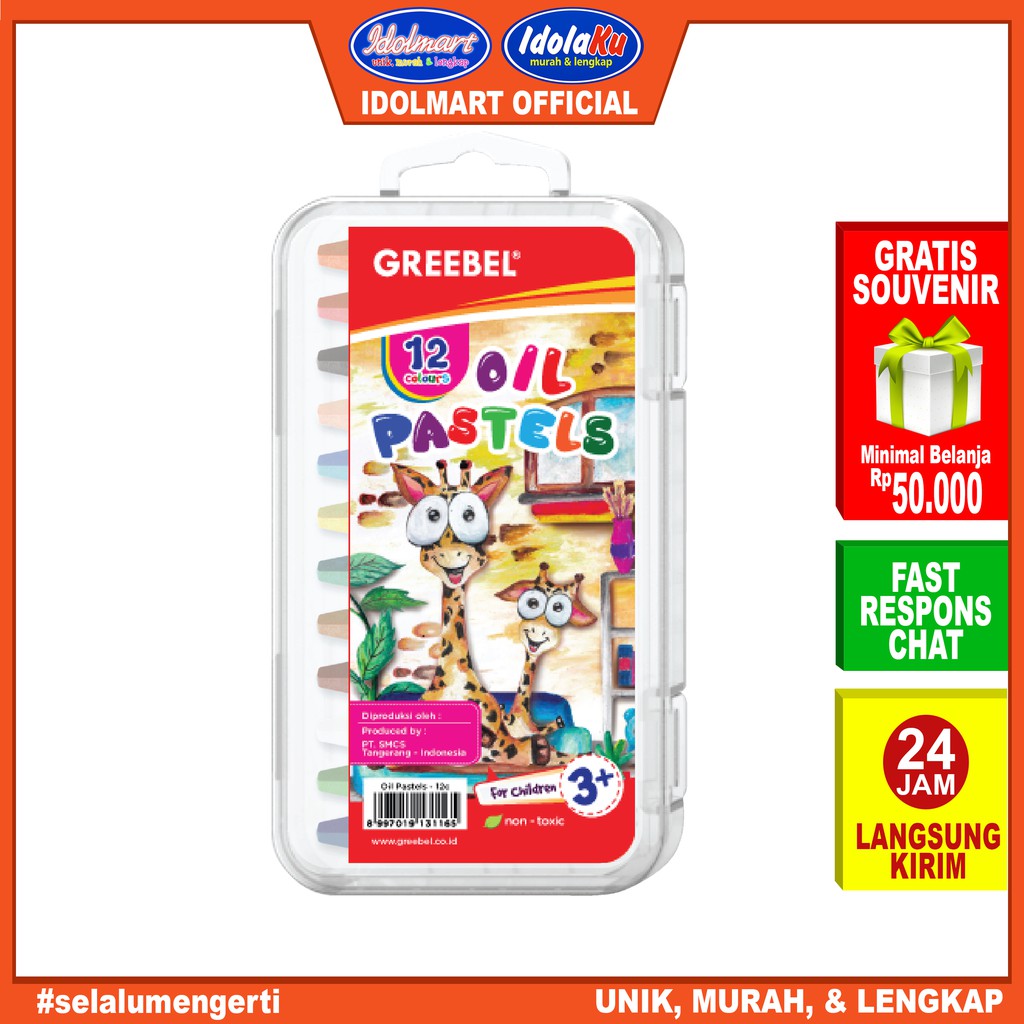 IDOLAKU GREEBEL Crayon/Krayon Kids Oil Pastel 12 Warna