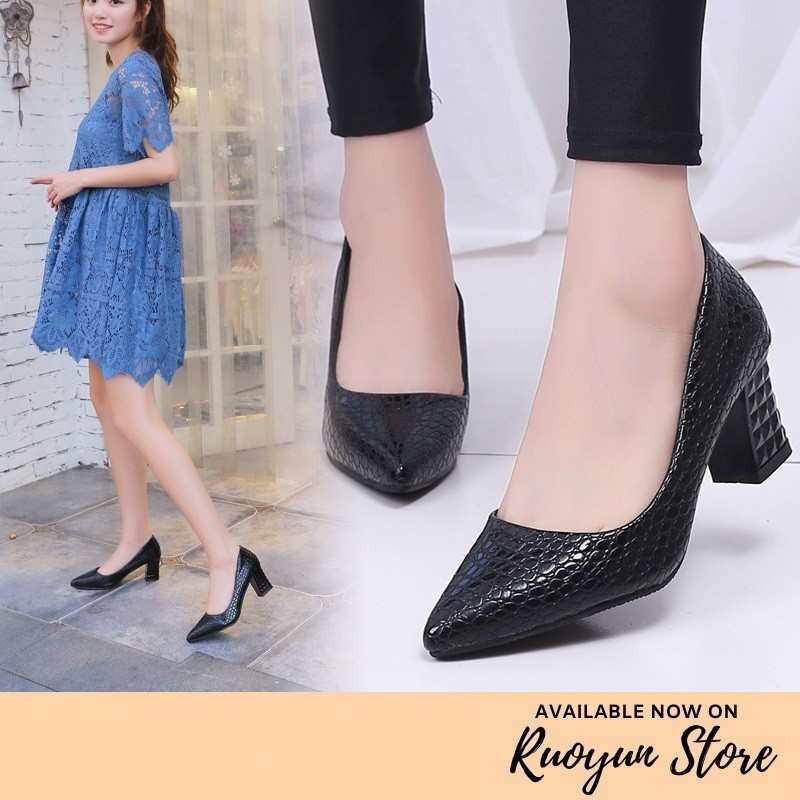 RYS - Professional Lady Sepatu Korea Hak Tebal Casual/Kantoran - Ori Import