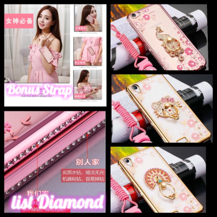 Case Oppo F3  / F3 Plus Flower List Diamond  Ring  Strap - Rose Ring Kitty